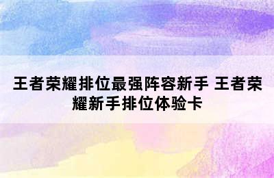 王者荣耀排位最强阵容新手 王者荣耀新手排位体验卡